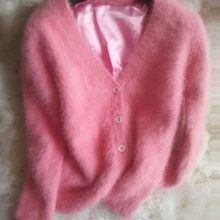 Новая норковая кашемировый свитер женский кардиган из чистого кашемира Кардиган зимние норковые кашемировые пальто размера плюс S308