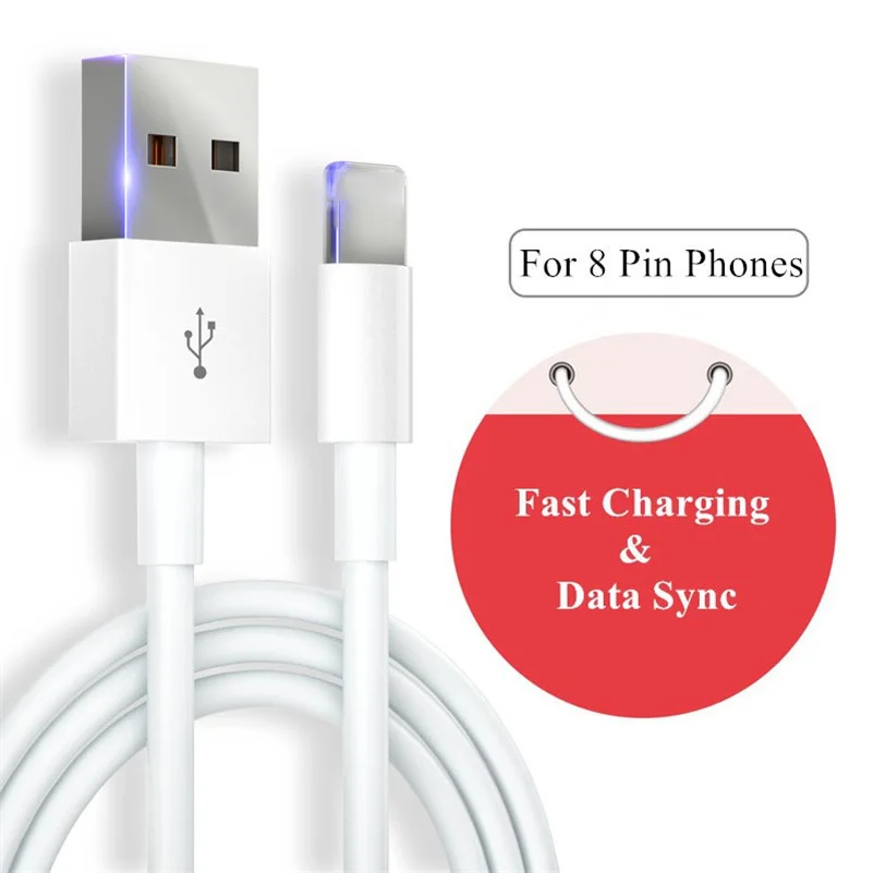 Качество USB кабель для iPhone 7 8 Plus 5S 5 6 S 6 X XR XS Макс SE 8 Pin Быстрый зарядки ЕС-разъем, для поездок стены Зарядное устройство