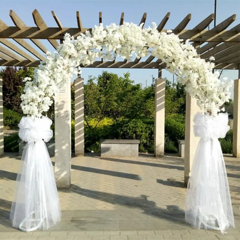 Upscale Wedding Centerpieces Metal Wedding Arch Door Hanging Garland Flower Stands with Cherry blossoms For Wedding Party Decor