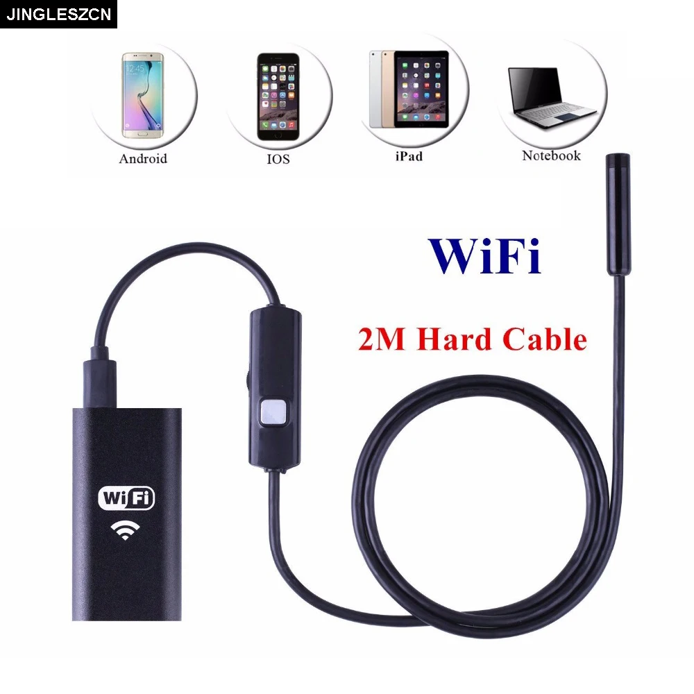 

JINGLESZCN Wifi Endoscope Camera 8MM Lens 2M Waterproof Inspection Borescope Endoskop Snake Camera IP67 HD IOS Android Hard Tube