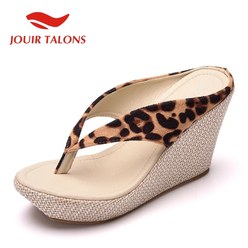 

ALLENLYNN 2019 New Hot High Wedges flip-flops Women Large Size 33-42 Ladies Platform Slippers Straw High Heels Women Shoes Woman