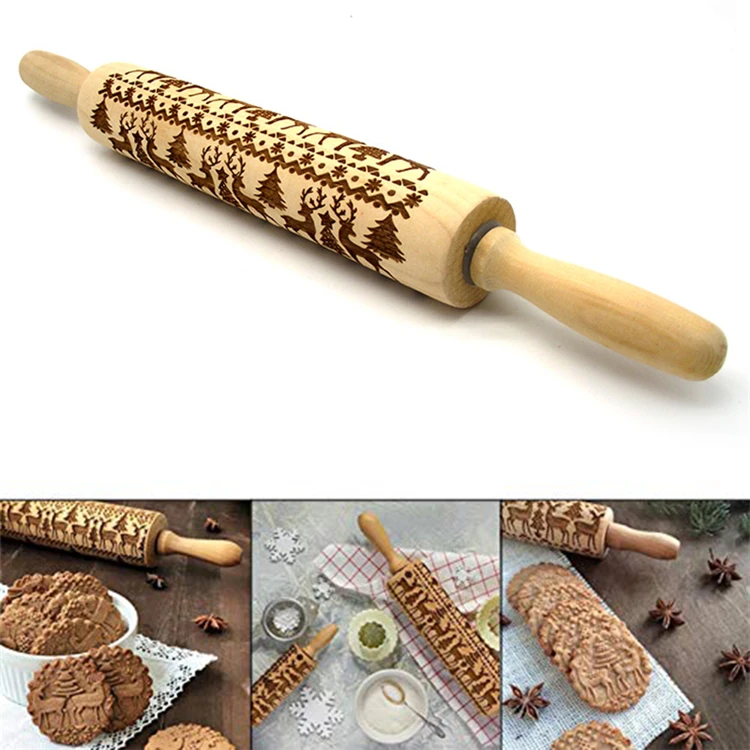 Christmas-Deer-Wooden-Rolling-Pin-Engraved-Carved-Wood-Embossed-Embossing-Baking-Cookies-Biscuit-Fondant-Cake-Dough
