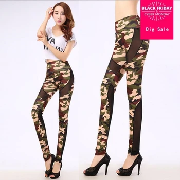 

High Stretch Camouflage Leggings Women Mesh Patchwork Fitness Legging High Waist Slim Elastic Wasit Pants Legging Trousers L890