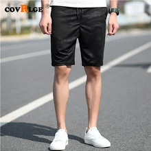 Covrlge Black Mens Shorts Summer New Casual Camouflage Shorts Knee Length Grid Color Shorts Streetwear Shorts Male MKD033