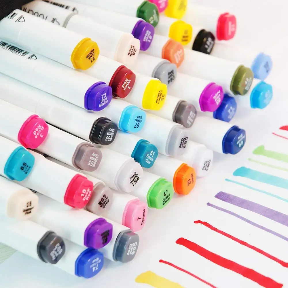 

40 Colors TOUCHNEW Dual Tips Art Sketch Twin Marker Pens Highlighters with Carrying Case for Painting Coloring Highlighting