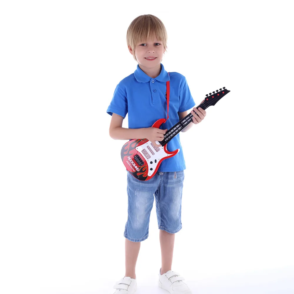 

New Hot Rock Band Music Electric Guitar 4 Strings Kids Musical Instruments Educational Toys For Children Birthday Gift