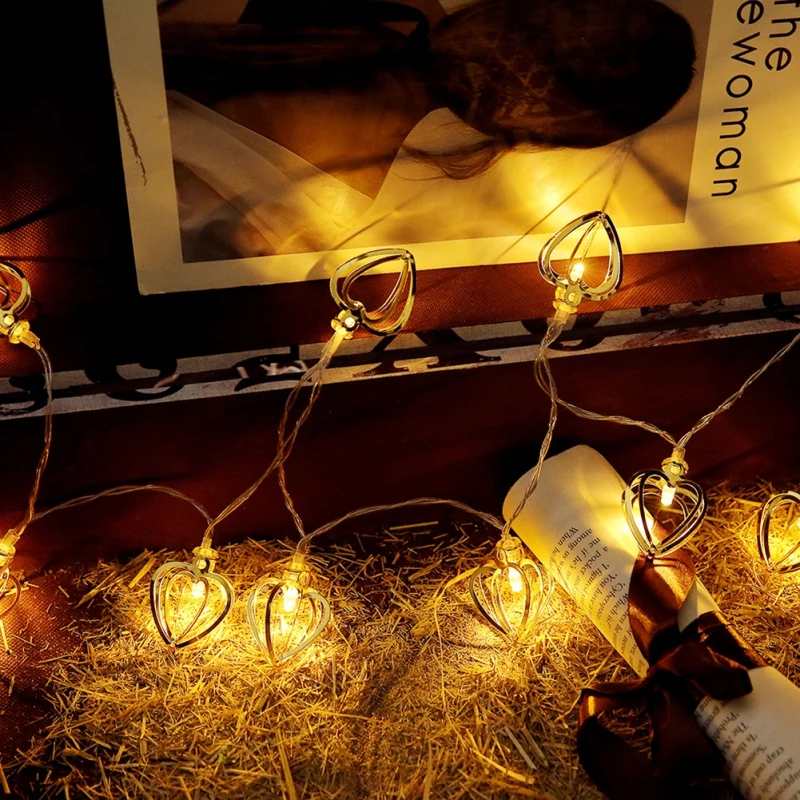 Светодиодный светильник в форме сердца Декоративная гирлянда для дома Кофейня Рождественское украшение