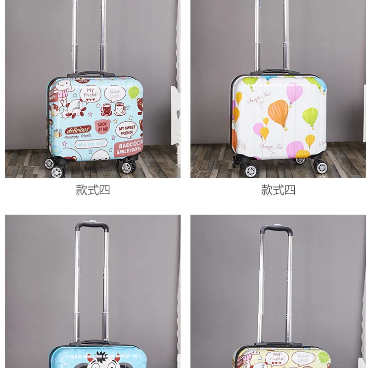 ZYJ Customizable Girls Boys Travel Trolley Luggage kids Cute Alloy Rolling Airplane Suitcase Trunk 18 inch Luggage (15)