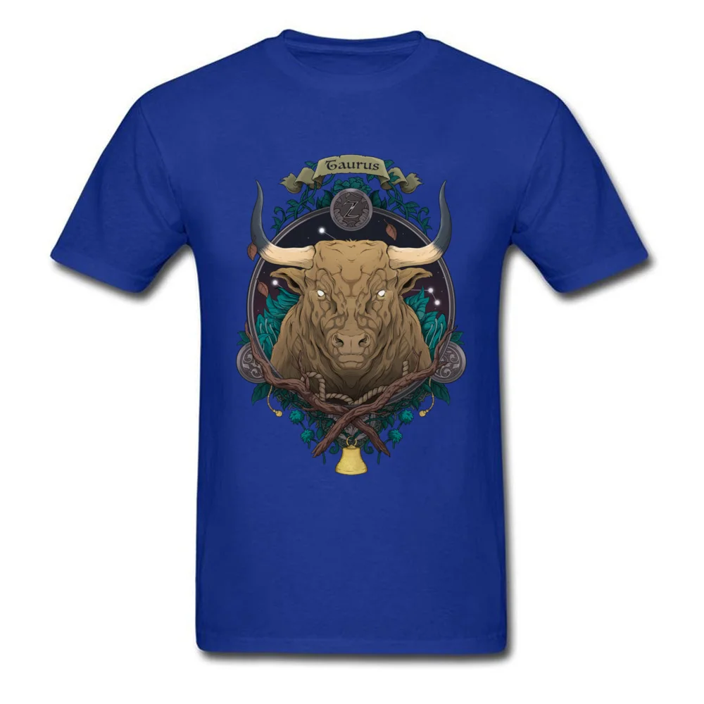Constellation Taurus Pure Cotton Design Tops Shirt Funky Short Sleeve Men's T-Shirt 3D Printed ostern Day Tee Shirt O-Neck Constellation Taurus blue