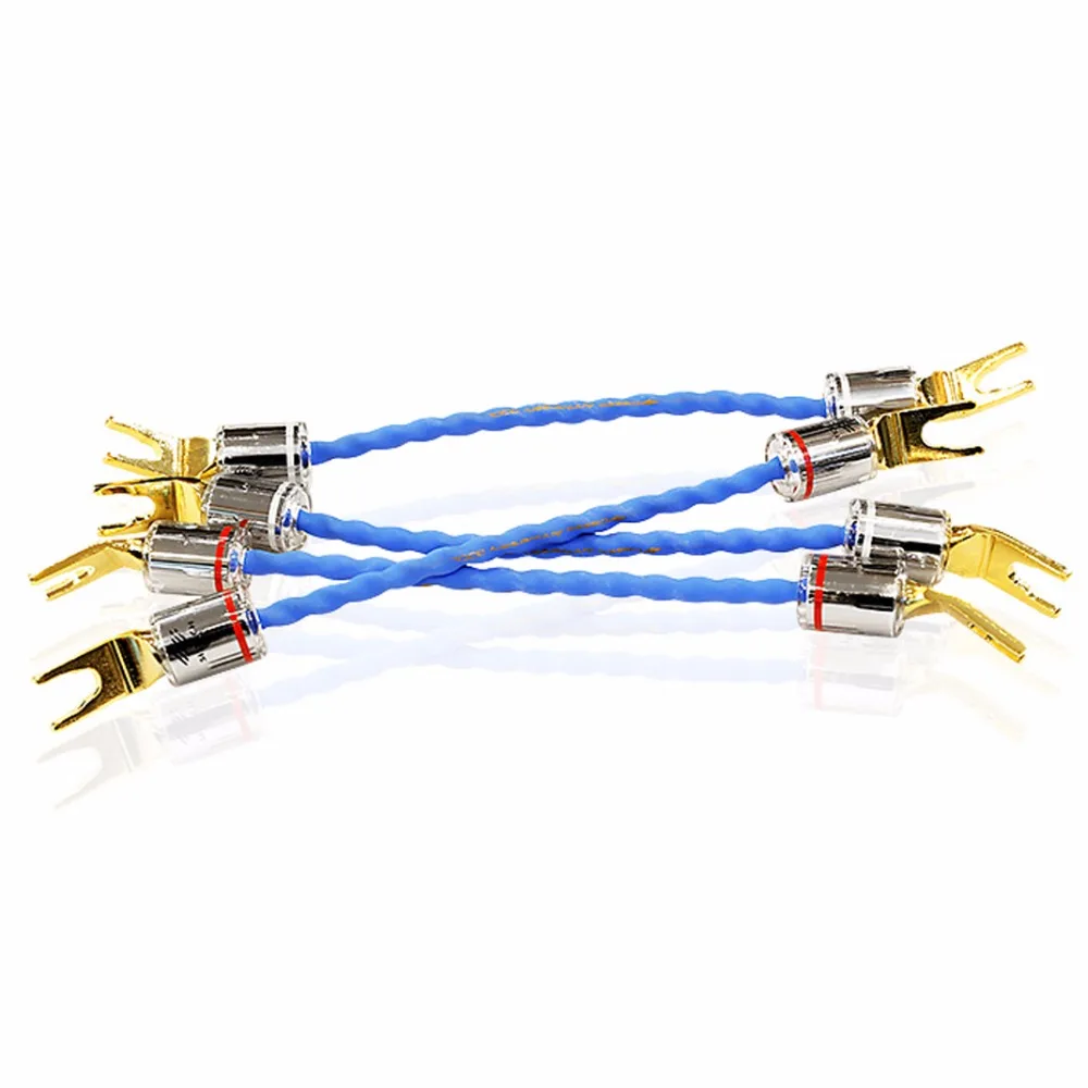Free shipping Siltech G7 Emperor Double Crown Jump cable Bradge cable for speakers with spade connectors silver-gold
