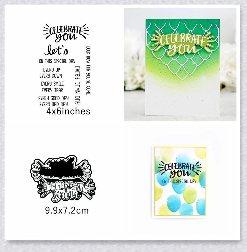 

Celebrate You Letter Metal Cutting Dies&Stamp Sillicone Stencil Scrapbook Album Embossing For Paper Card Making Handcrafts