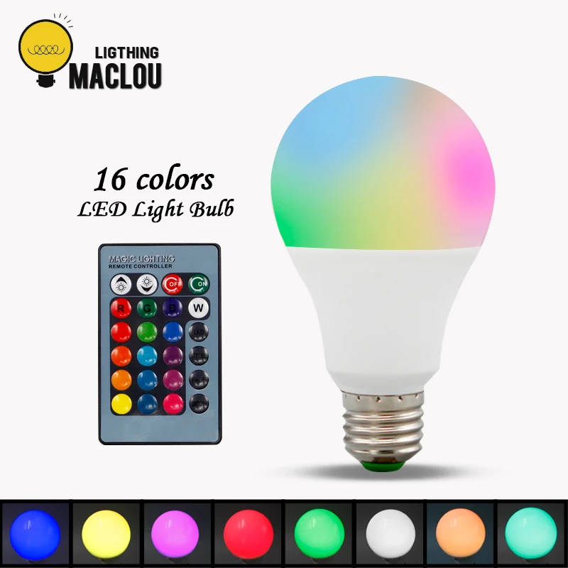 E27 светодиодный Rgb Лампочка 16 цветов меняющий магический светильник 3 Вт 5 7 110 В 220
