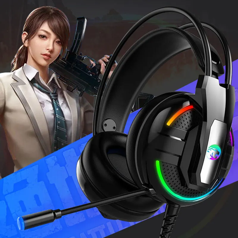 

Headphone Stereo Noise Reduction Cool Headset Computer Surround RGB LED Light Changing
