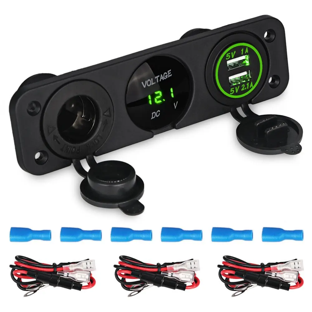 DIY Marine Toggle Switch Waterproof 12V-24V VoltMeter Dual Usb Charger Cigarette Lighter for RV Car Boat Trailer Truck Yacht SUV DIY Marine Toggle Switch Waterproof 12V-24V VoltMeter Dual Usb Charger Cigarette Lighter for RV Car Boat Trailer Truck Yacht SUV