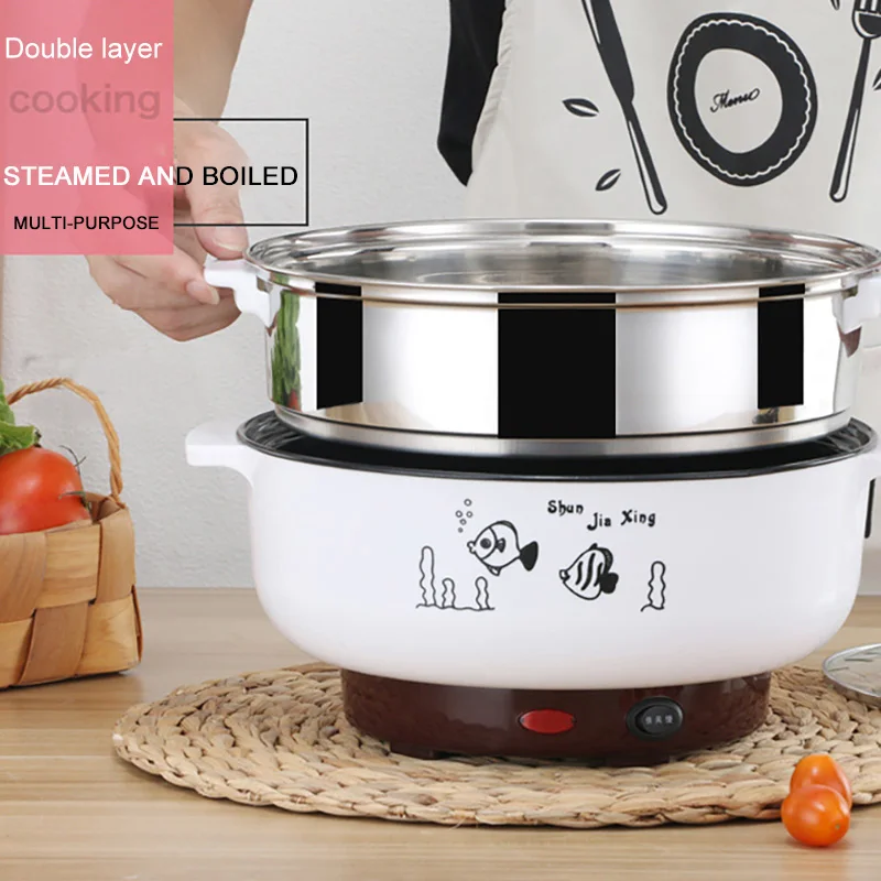 

Multifunctional Electric Cooker 220V Heating Pan Electric Cooking Pot Machine Hotpot Noodles Eggs Soup Steamer mini rice cooker