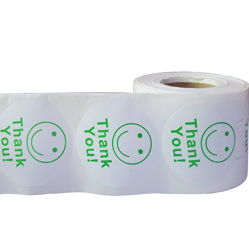 

2019 New Trends Round Thank You Smiley Face Stickers Adhesive Labels
