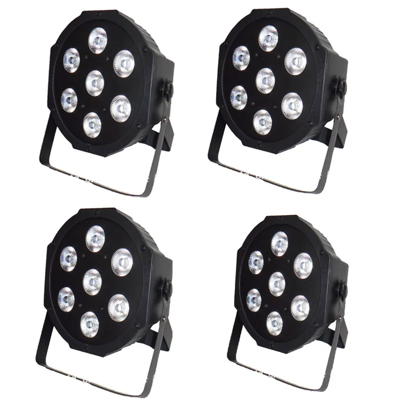  4pcs Fast Shipping LED Par 7x12W RGBW LED Flat Par RGBW Quad No Noise 8