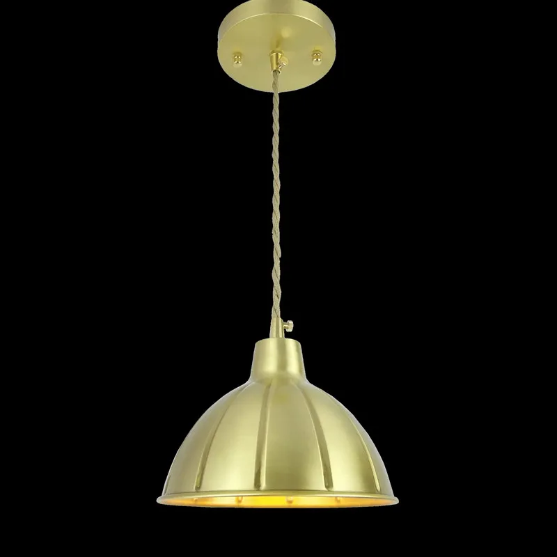 D180mm brass bell copper cone lampshade fabric wire pendant lamp