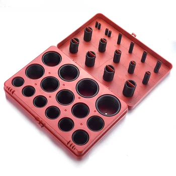 

382pcs/set Black Rubber O Ring & Red Plastic Clip Case Assortment NBR Mix Size