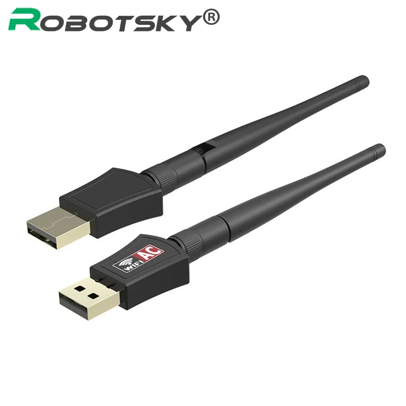 Robotsky 600 м USB Беспроводной Wi-Fi сетевой карты 802.11ac двухдиапазонный сетевой адаптер для Оконные рамы XP/Vista/7 /8.1/10 Mac OS