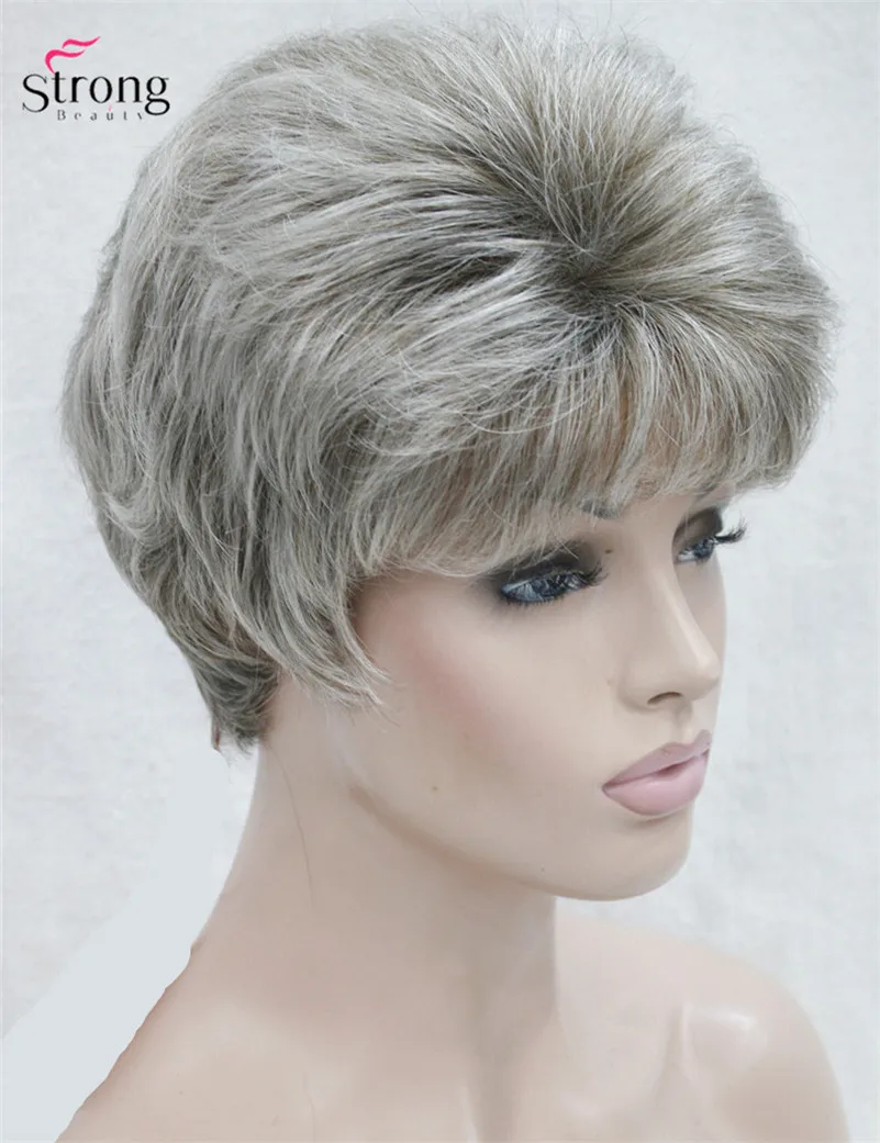 StrongBeauty короткий лохматый слоистый блонд Омбре Классический колпачок полный синтетический парик женские парики