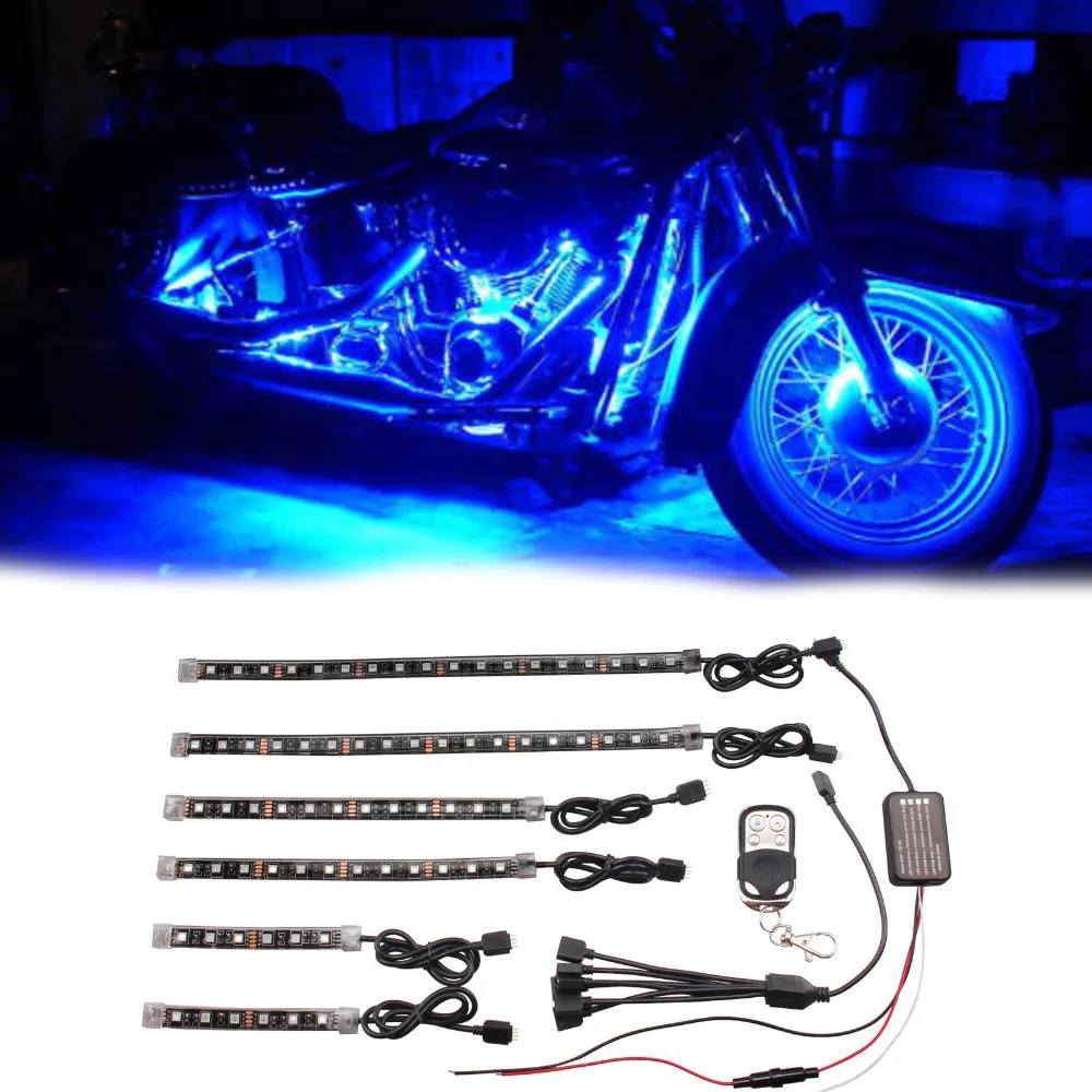 6PCS RGB LED Frame Glow Multi Color Lights Car Motorcycle