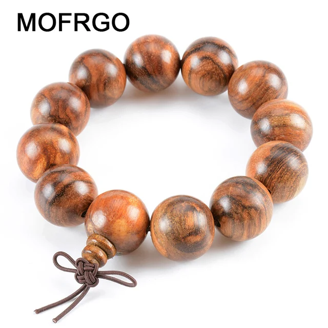Mofrgo Simple Natural Fragrance Wood Bead Bracelet Vintage Chinese Mofrgo Simple Natural Fragrance Wood Bead Bracelet Vintage Chinese Style Wooden Chakra Meditation Beads Bracelets For