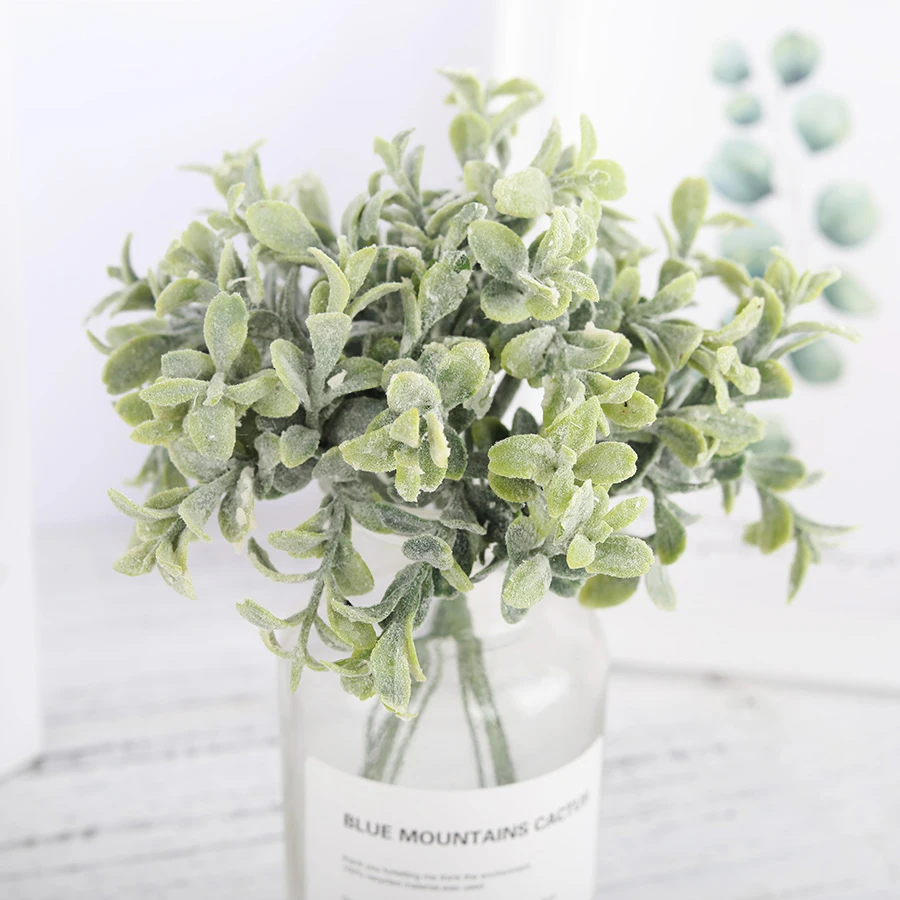 6 Pcs Plastic Artificial Flowers Fake Eucalyptus Leaves White Small Bouquet Diy Accessories Faux Plants Wedding Home Decoration Artificial Dried Flowers Aliexpress