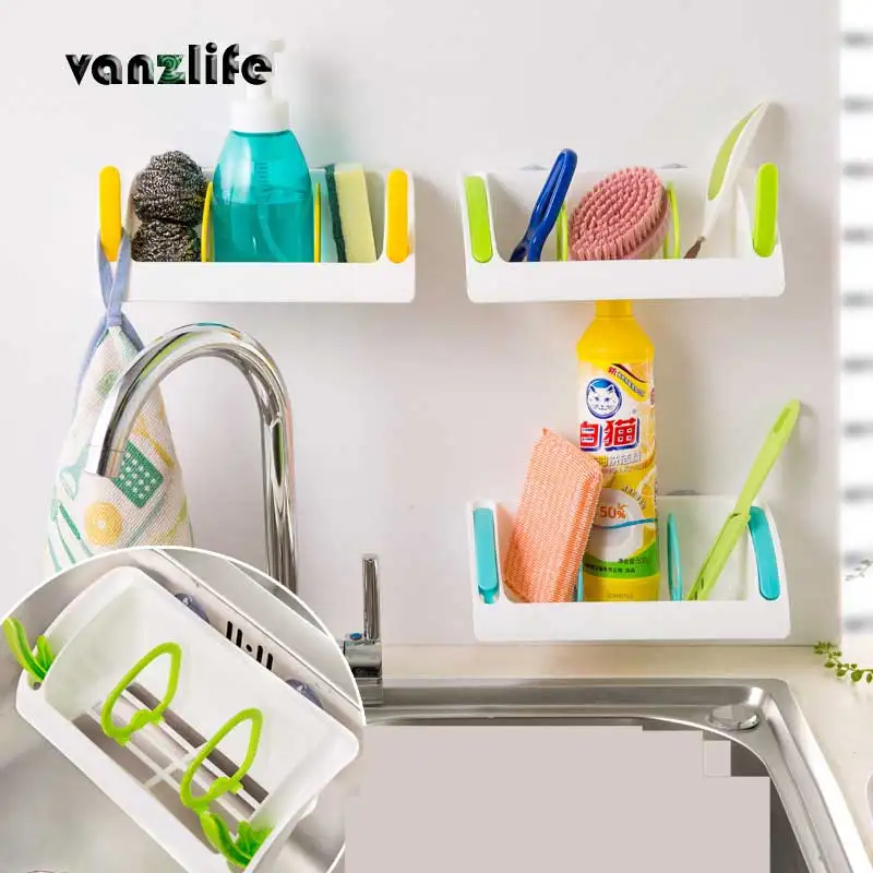 

vanzlife kitchen sponge utility sink drain and multi empty bottle racks dishcloth storage rack