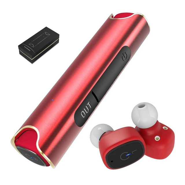 VAORLO S2 TWS Bluetooth наушники мини стерео настоящие беспроводные наушники шумоподавление IPX7 водонепроницаемая Спортивная гарнитура для смартфонов - Цвет: Red