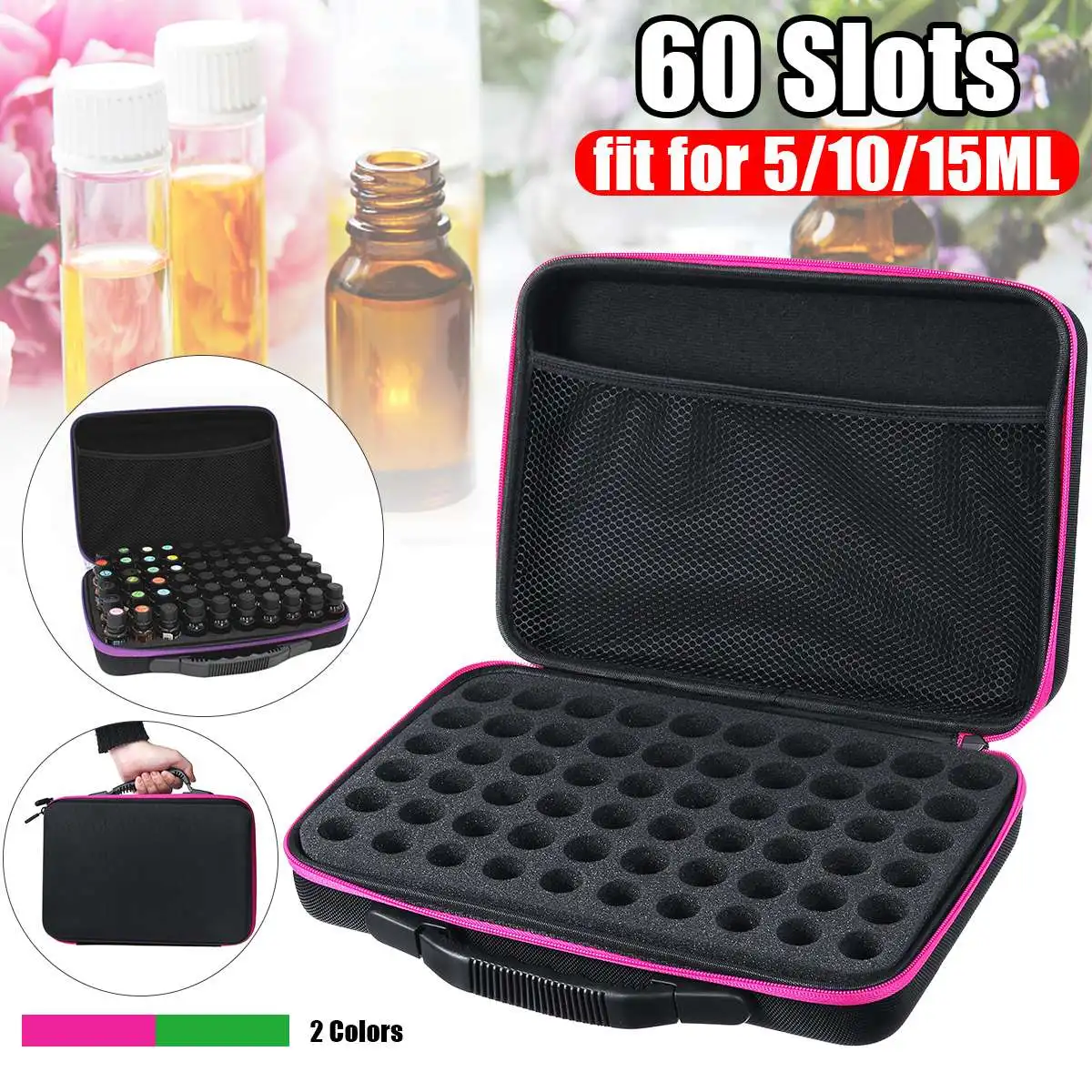 

Essential Oil Storage Bag 60 Bottles 5ML10ML 15ML Portable Travel Perfume Essential Oil Bottle Organizer Bag Collecting Case
