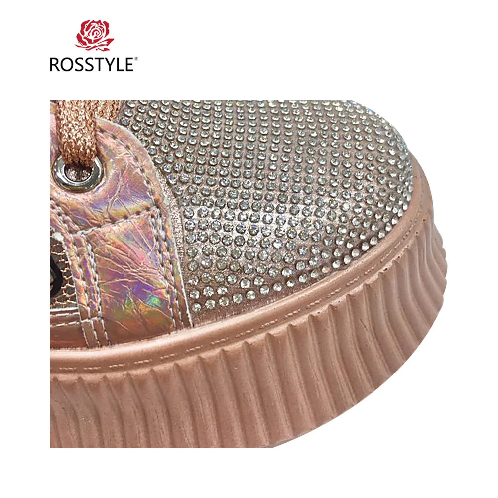 gold Pie Mano Gruesa Casuales Dedo Champagne Y Clásico P16 A Zapatos Encaje Tacón Suave La Hechos De Vintage Rosstyle Mujer Pu Del Redondo Moda AqxTgTwO0