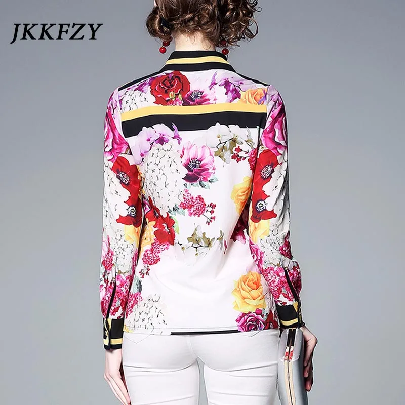 JKKFZY 19 Flower Print Fashion Shirts Women Elegant Sweet Blouses Lady Office High Quality Blusas blusse New Femme Tops Clothes JKKFZY 19 Flower Print Fashion Shirts Women Elegant Sweet Blouses Lady Office High Quality Blusas blusse New Femme Tops Clothes