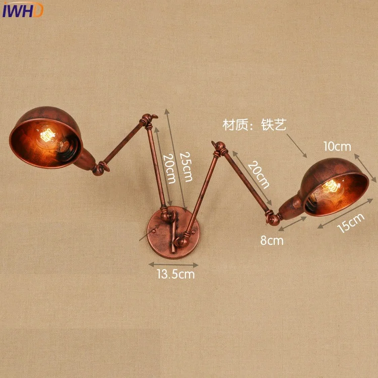 Lampen качели настенный светильник с длинным кронштейном светильники 2 головки Лофт промышленный настенный светильник Винтаж бра Edison светодиодный светильник лестницы s Arandela