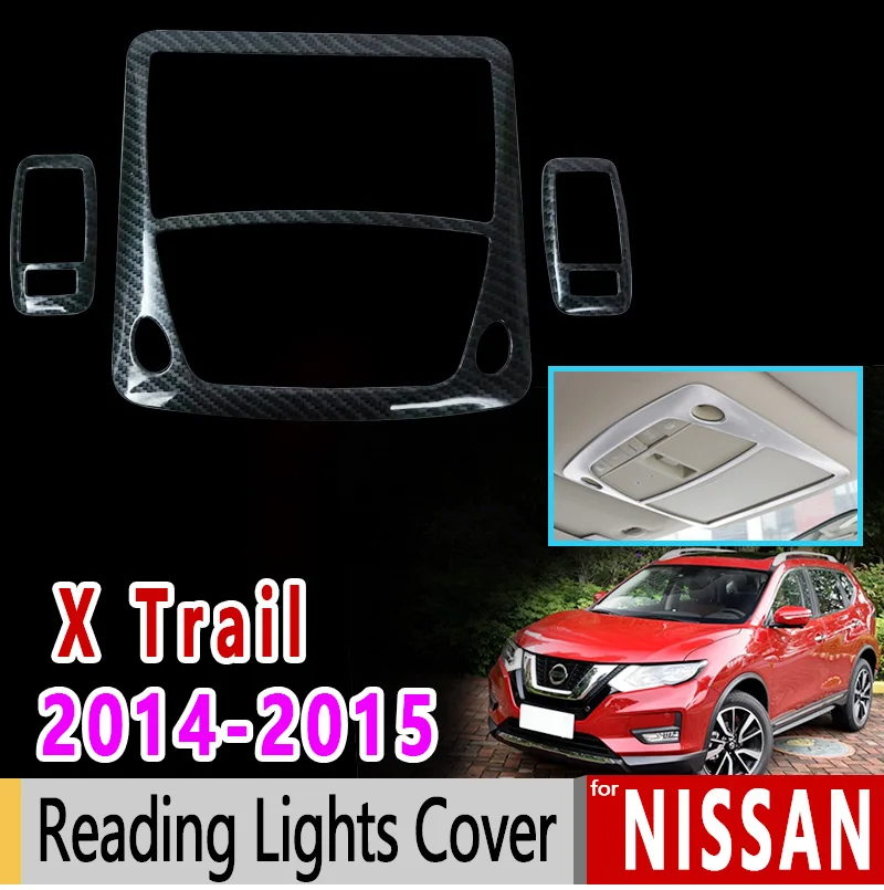 for Nissan X-Trail T32 MK3 Chrome Carbon Fiber Reading Lights Cover 2014 2015 X Trail XTrail Accessories Car Sticker | Автомобили и