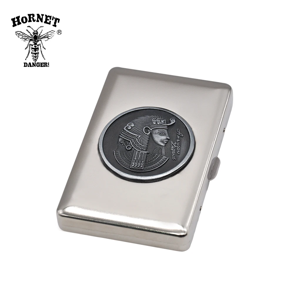 HORNET DANGER Metal Cigarette Case Holding 16 Regular Size Tobacco Box Metal Sticker Organizer Case Box With 2 Clips