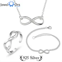 Genuino 925 Unidades Accesorios de Boda Joyería de Plata Esterlina Fina Joyería Infinito conjunto (JewelOrs JS100378)