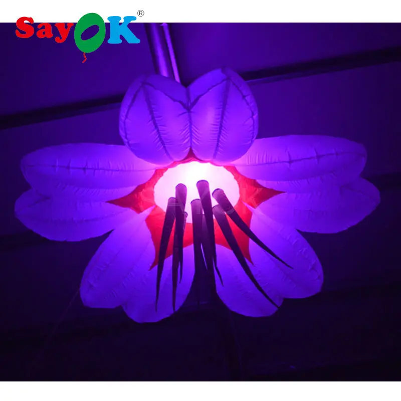 Sayok 1 м/1,5 м/2 м Диаметр надувной подвесной светодиодный светильник с цветами для сцены, ночного клуба, вечерние, свадебные украшения, 16 цветов, светильник