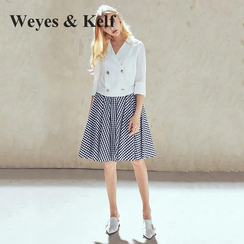 Weyes & Kelf весенние двубортные белые женские куртки блейзеры 2018 три четверти