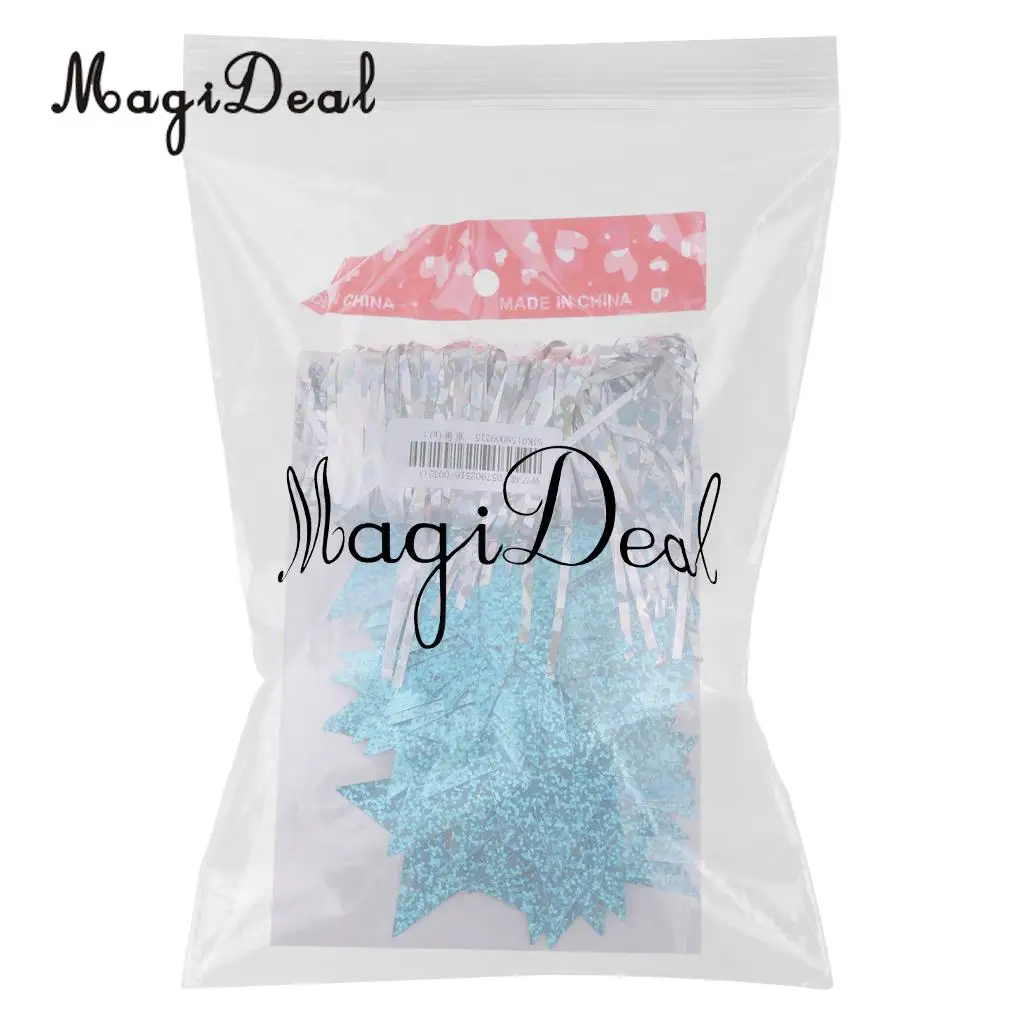 100x Shiny Plastic Stars Hanging Foil Balloon Swirl Tinsel Wedding Party Decor Blue/Gold/Silver