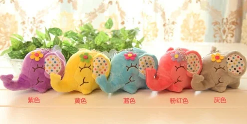 

1X Random Color 12CM Plumpy Elephant DOLL Plush Stuffed TOY DOLL ; Sucker Car Room Window Pendant Wedding Bouquet TOY DOLL