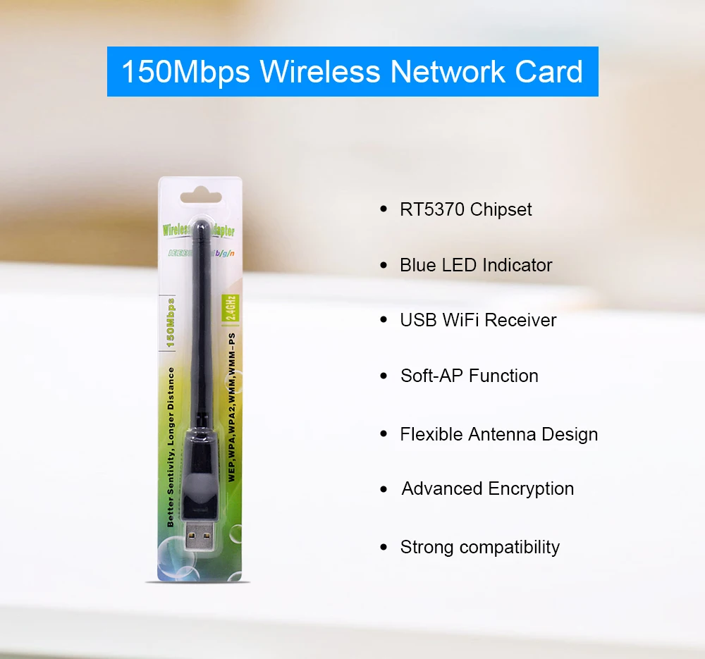 10 шт. CHIPAL 150 Мбит/с Ralink RT5370 беспроводная сетевая карта Mini USB 2,0 WiFi адаптер Антенна LAN PC Wi-Fi приемник ключ 802.11n
