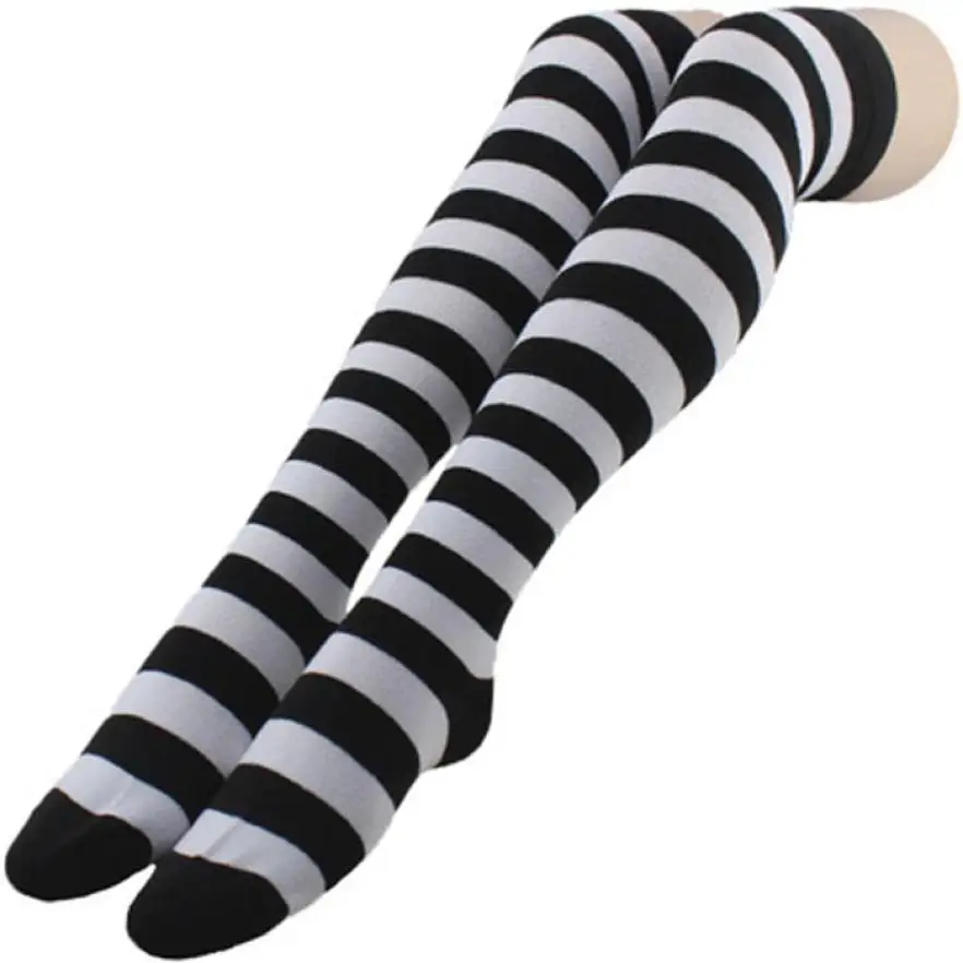 

2019 # # Striped THIGH HIGH SOCKS Over Knee Girls Womens Halloween Cosplay