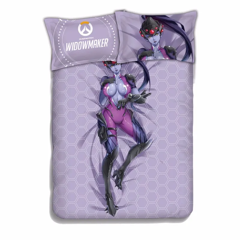 Японское аниме Overwatch Widowmaker постельные принадлежности простыни комплекты постельного белья покрывало наволочка чехол 4 шт