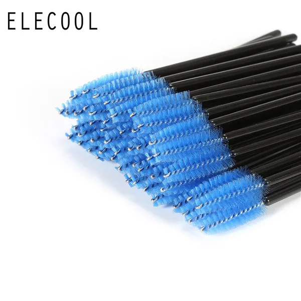ELECOOL, 50 шт., одноразовая щетка для ресниц, косметическая, микро кисть для туши, палочки для макияжа, аппликатор, кисть для ресниц, инструмент для макияжа - Handle Color: 50pcs blue