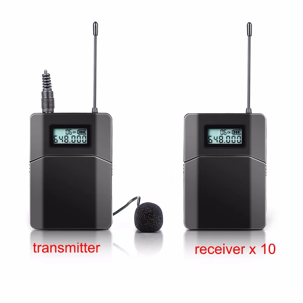 شحن مجاني أعلى تردد uhf اللاسلكي نظام الدليل السياحي 100 متر نطاق التشغيل مع mic 1 الارسال + 10 استقبال