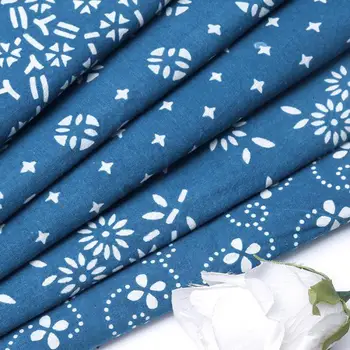 

1 Meter Chinese Blue Print Cotton Fabric Handmade Plant Activity Printing And Dyeing Fabric For Curtain Artesanato Material