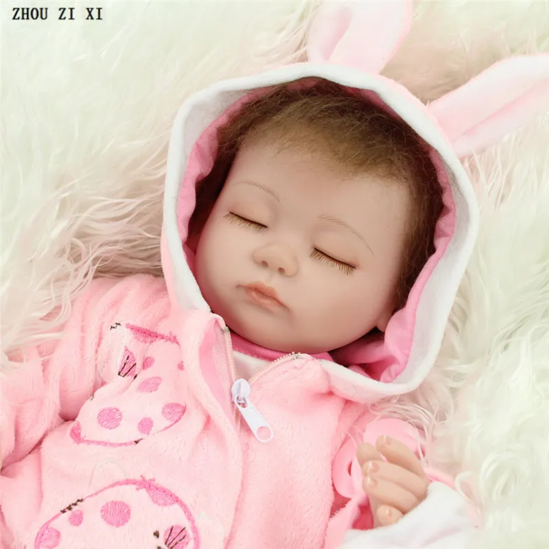 

Reborn baby doll 45cm High quality Handmade soft Silicone baby sleeping girl kid Toys for Children gift bed time plamates