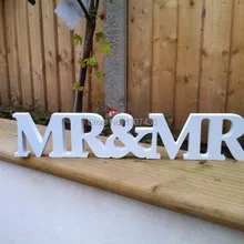 Свадебный подарок буквы белый дерево г-н и миссис знак топ украшение стола 8 см свадебные украшения буквы