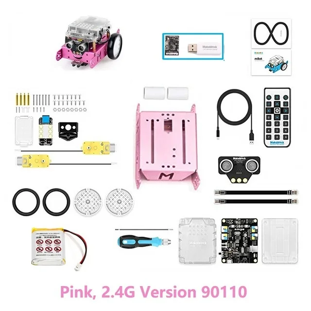 Новинка, Makeblock mBot V1.1, программируемые детские игрушки, развивающий подарок на день рождения, скретч 2,0, Arduino, сделай сам, умный робот, автомобильный набор - Цвет: Pink 2.4G mBot
